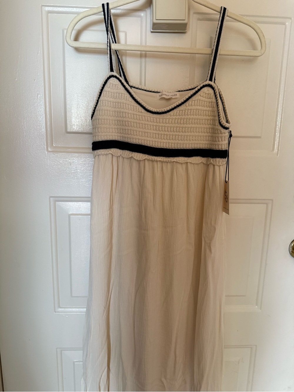 Sincerely Jules Cream Dress with Black Trim- Size Medium